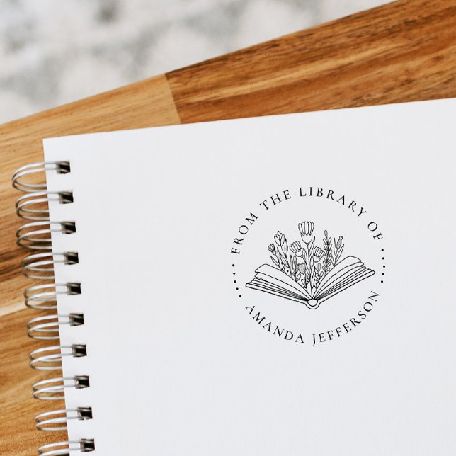 Tampons Encreurs Livre Floral Moderne De La Bibliothèque De Nom Per (Créateur téléchargé)