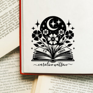 Tampons Encreurs Livre floral Vintage Ex libris Timbre en caoutchou