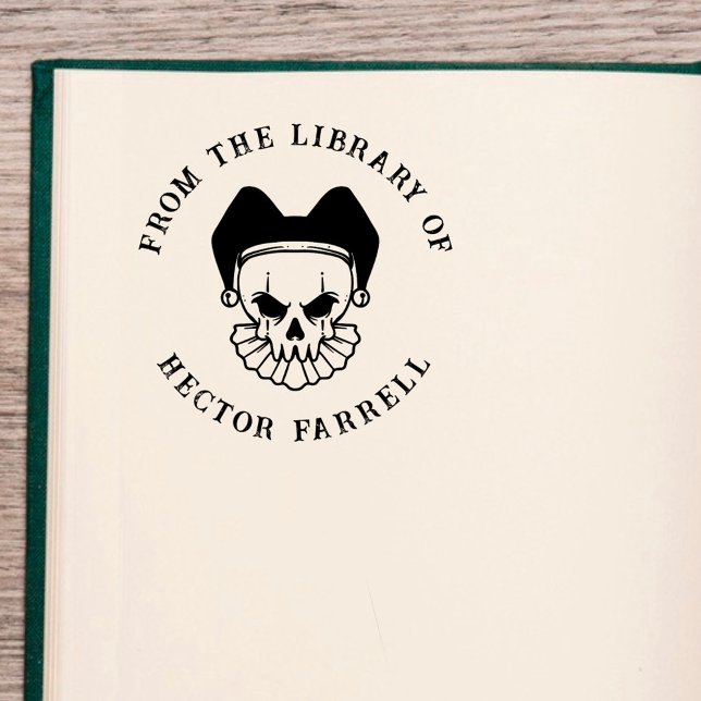 Tampons Encreurs Livre personnalisé | Gothique Jester Skull (Créateur téléchargé)