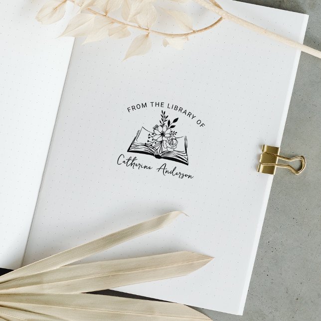 Tampons Encreurs Livre simple avec fleurs, de la bibliothèque de, (Créateur téléchargé)