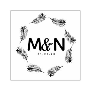 Tampons Encreurs Logo de mariage feuilles de palmier tropical circu