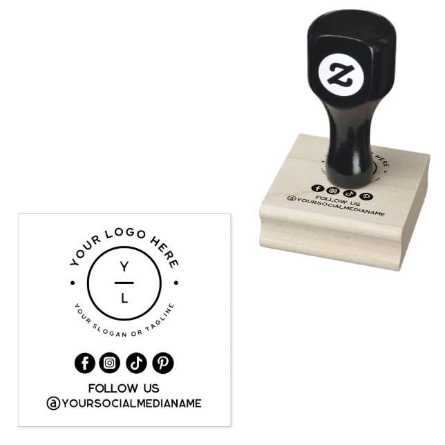 Tampons Encreurs Logo d'entreprise moderne et médias sociaux Suivez (Tamponné)