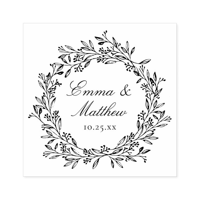 Tampons Encreurs Logo du Mariage de la couronne botanique rustique  (Impression)