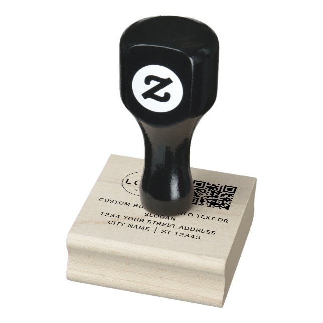 Tampons Encreurs Logo professionnel personnalisé Code Qr et adresse (Tampon)