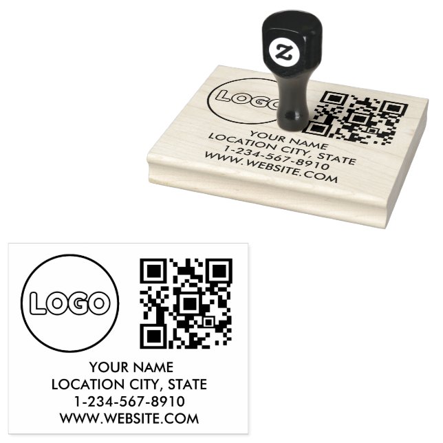 Tampons Encreurs Logo professionnel personnalisé Code Qr et adresse (Tamponné)