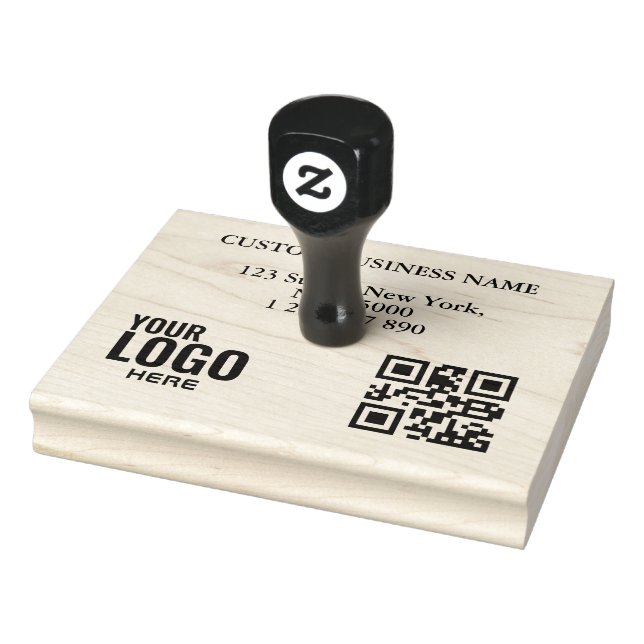 Tampons Encreurs Logo professionnel personnalisé Code Qr et adresse (Tampon)