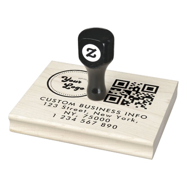 Tampons Encreurs Logo professionnel personnalisé Code Qr et adresse (Tampon)
