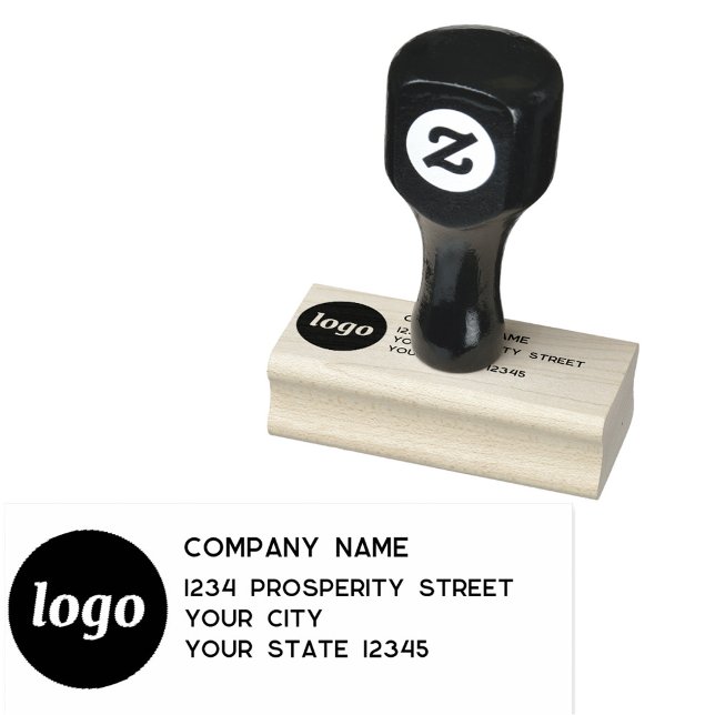 Tampons Encreurs Logo simple Adresse de retour de l'entreprise (Logo and custom text business promotional rubber stamp)