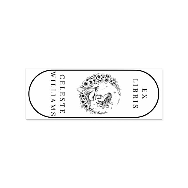 Tampons Encreurs Lune Déesse Fleur Lune Ex Librairie Timbre (Impression)