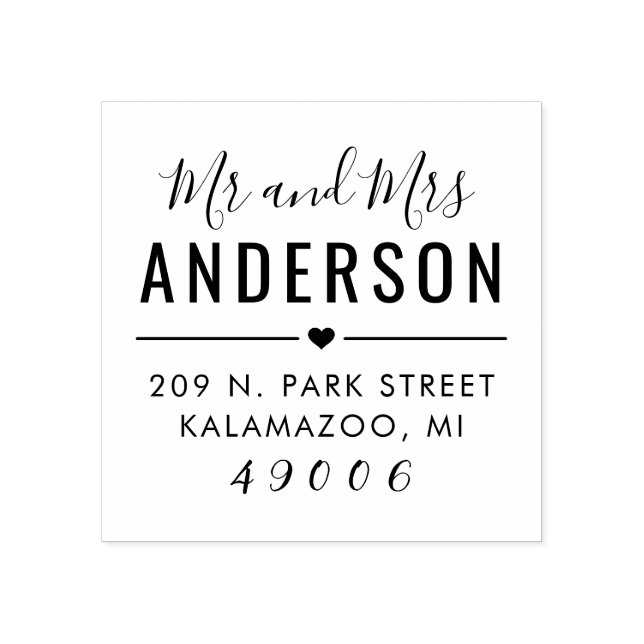 Tampons Encreurs M. et Mme Modern Script Mariage Adresse de retour (Impression)
