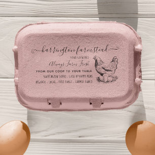 Tampons Encreurs Main Tirée Hen Family Farm Oeufs Frais Carton