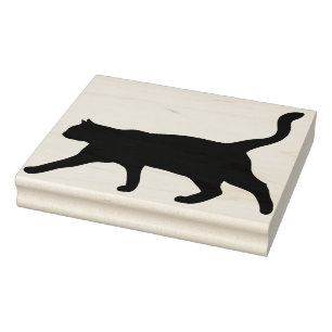 Tampons Encreurs Marche de Chat noir Silhouette Timbre en caoutchou