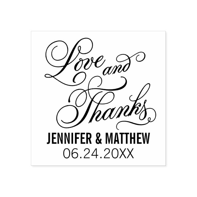 Tampons Encreurs Mariage Calligraphie Script Love and Thanks (Impression)
