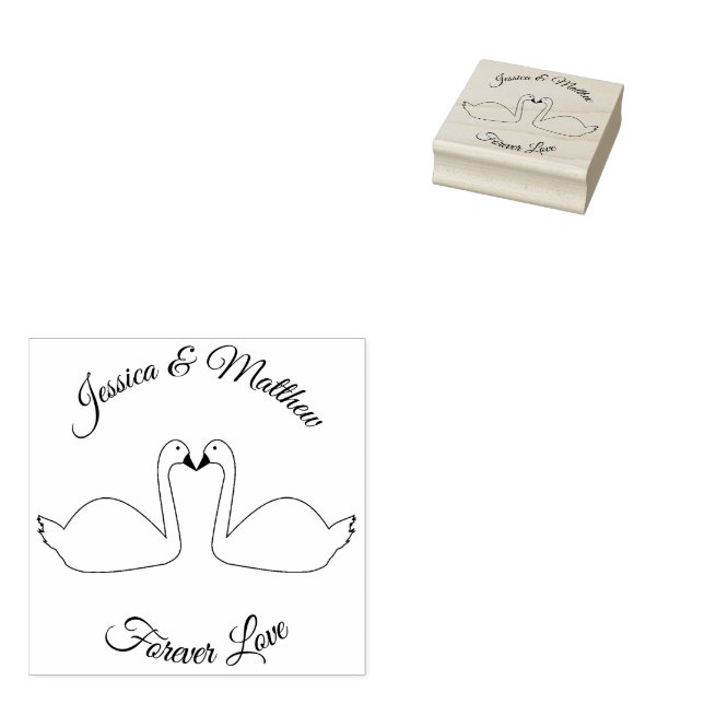 Tampons Encreurs Mariage de cygnes blancs personnalisé (Tamponné)