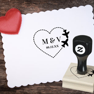 Tampons Encreurs Mariage de voyage Deux avions font du coeur modern