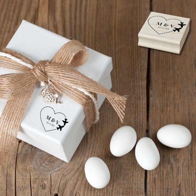 Tampons Encreurs Mariage de voyage Deux avions font du coeur modern (Créateur téléchargé)