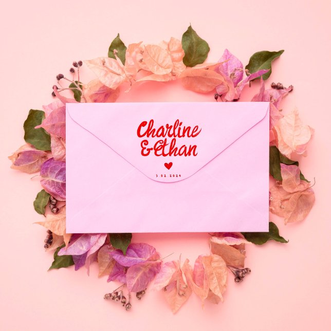 Tampons Encreurs Mariage d'écriture manuscrite rouge rétro (Créateur téléchargé)