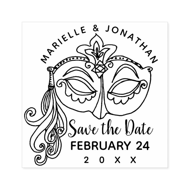 Tampons Encreurs Mariage Enregistrer la date Masquerade Masque Masq (Impression)