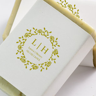 Tampons Encreurs Mariage Floral Garland Boho Style Initiales Design