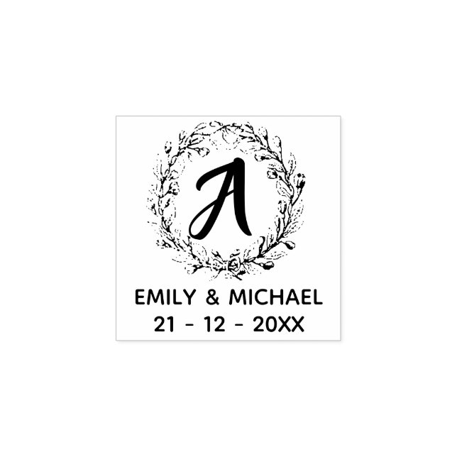 Tampons Encreurs Mariage Monogramme initial Cachet en caoutchouc (Impression)