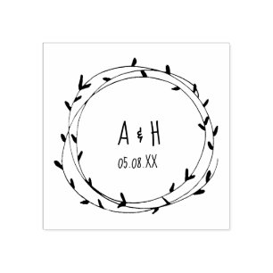 Tampons Encreurs Mariage Monogramme Wreath manuscrit
