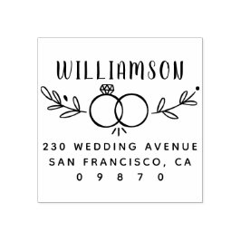 Tampons Encreurs Mariage Rings mignon Moderne Botanique Adresse de 