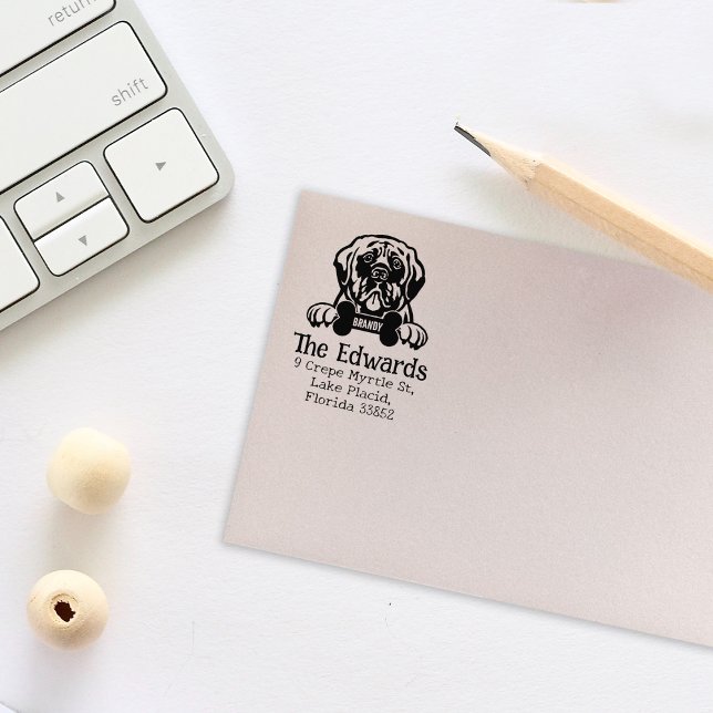Tampons Encreurs Mastiff Dog, Adresse de retour, (Créateur téléchargé)