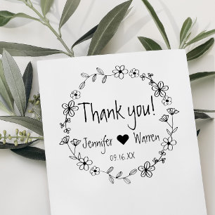 Tampons Encreurs Merci de couronne à main florale personnalisé