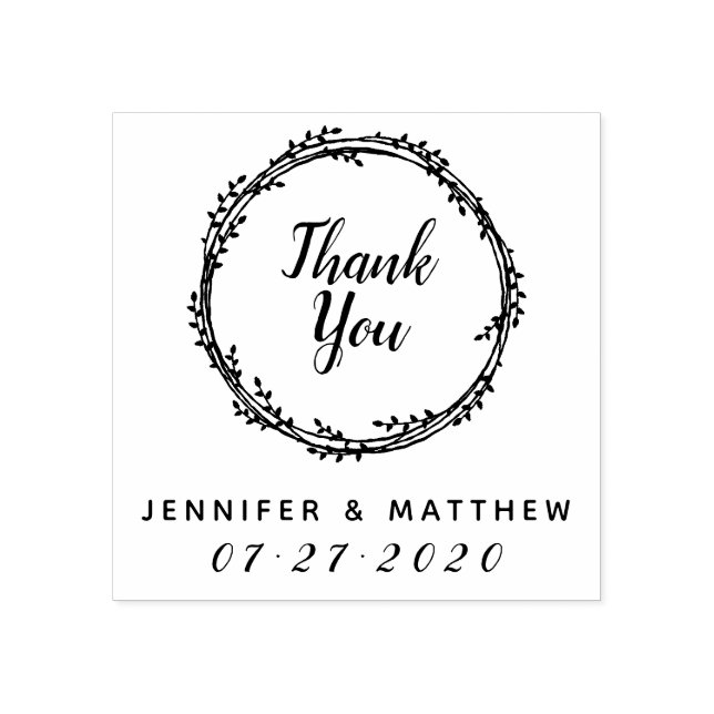 Tampons Encreurs Merci | Rustic Wreath Wedding Favor Cadeau Cadeau (Impression)