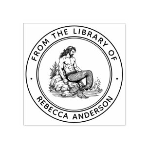 Tampons Encreurs Merman on Rocks Ex Libris Boplate Library Book