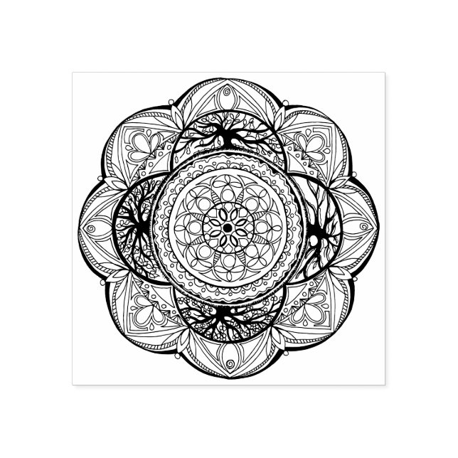 Tampons Encreurs Modèle de Mandala dessiné à la main (Impression)