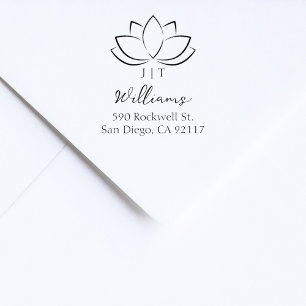 Tampons Encreurs Modern Elegant Lotus Flower Adresse de retour