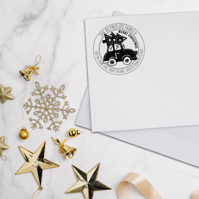 Tampons Encreurs Modern Joyeux sapin de Noël Adresse de retour (Créateur téléchargé)