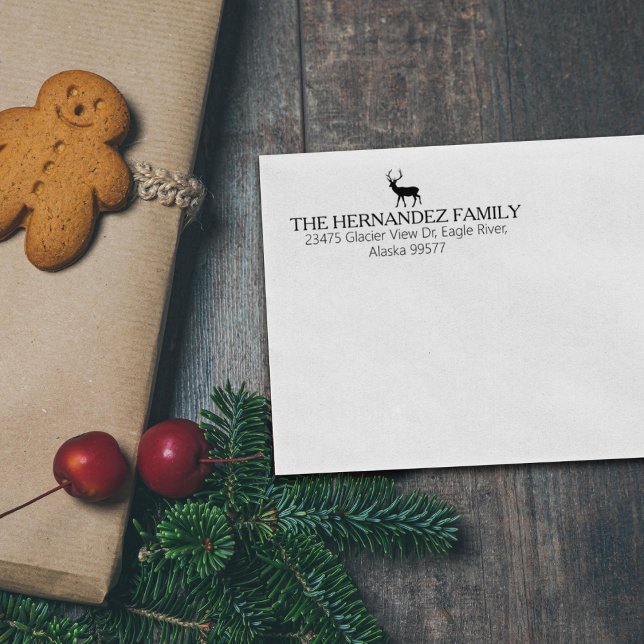 Tampons Encreurs Modern Minimal Family Christmas Adresse de retour (Créateur téléchargé)