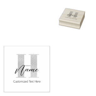 Tampons Encreurs Moderne Monogramme Initiale H & Nom Personnalisé