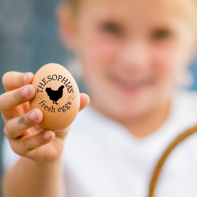 Tampons Encreurs Moderne Personnalisé Rustique Hen Nom Oeuf Amour (PERSONALIZED NAME OF EGG STAMPS FOR EGG LOVERS)