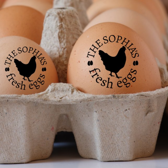 Tampons Encreurs Moderne Personnalisé Vintage Hen Nom Oeuf Amour (modern personalized name egg stamp)