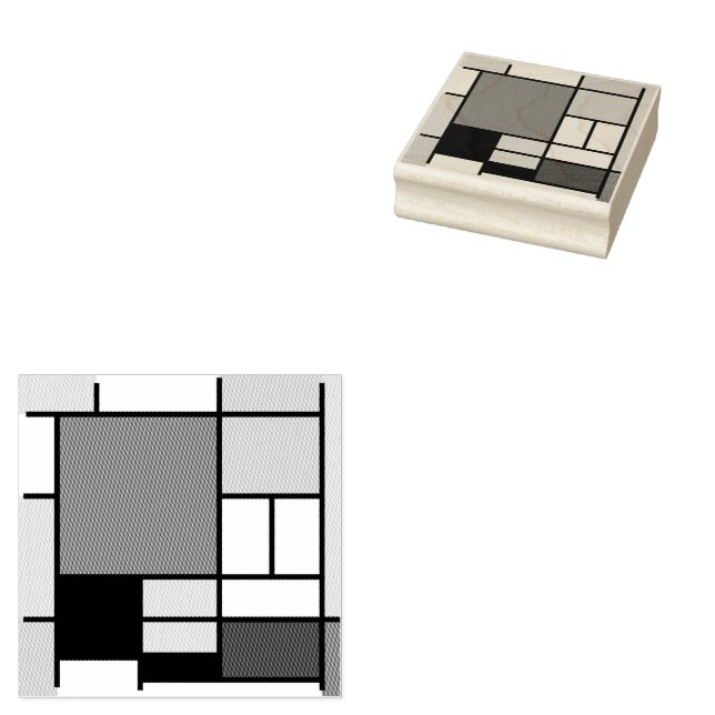 Tampons Encreurs Mondrian Peinture Rouge Plane Jaune Noir Gris Bleu (Tamponné)