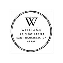 Monogramme Adresse de retour Timbre en caoutchouc