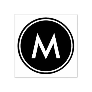 Tampons Encreurs Monogramme blanc minimal personnalisé Cercle noir