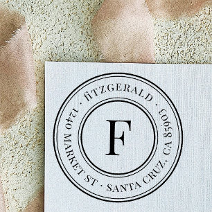 Tampons Encreurs Monogramme classique Nom de famille Ronde Adresse 