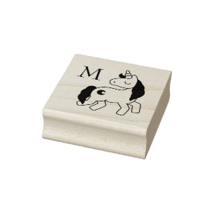 Tampons Encreurs Monogramme Cute Unicorne Personnalisée Initiale