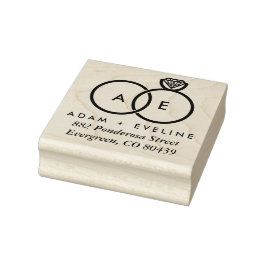 Tampons Encreurs Monogramme d'adresse d'anneau Mariage moderne Timb