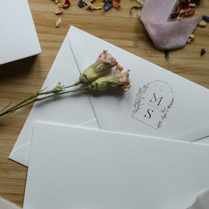 Tampons Encreurs Monogramme de crête botanique Mariage personnali