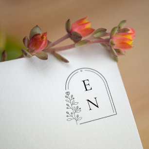 Tampons Encreurs Monogramme de crête botanique Mariage personnali