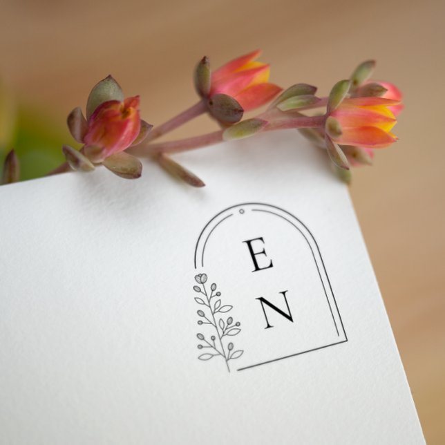 Tampons Encreurs Monogramme de crête botanique | Mariage personnali (Créateur téléchargé)