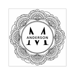 TAMPONS ENCREURS MONOGRAMME DE FAMILLE ORNATE CLASSIQUE MANDALA