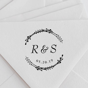 Tampons Encreurs Monogramme de mariage à la couronne rustique