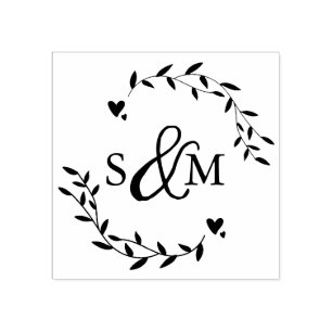 Tampons Encreurs Monogramme de mariage floral élégant