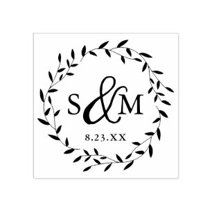 Tampons Encreurs Monogramme de mariage floral élégant